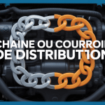Chaine ou courroie de distribution vue coupe moteur