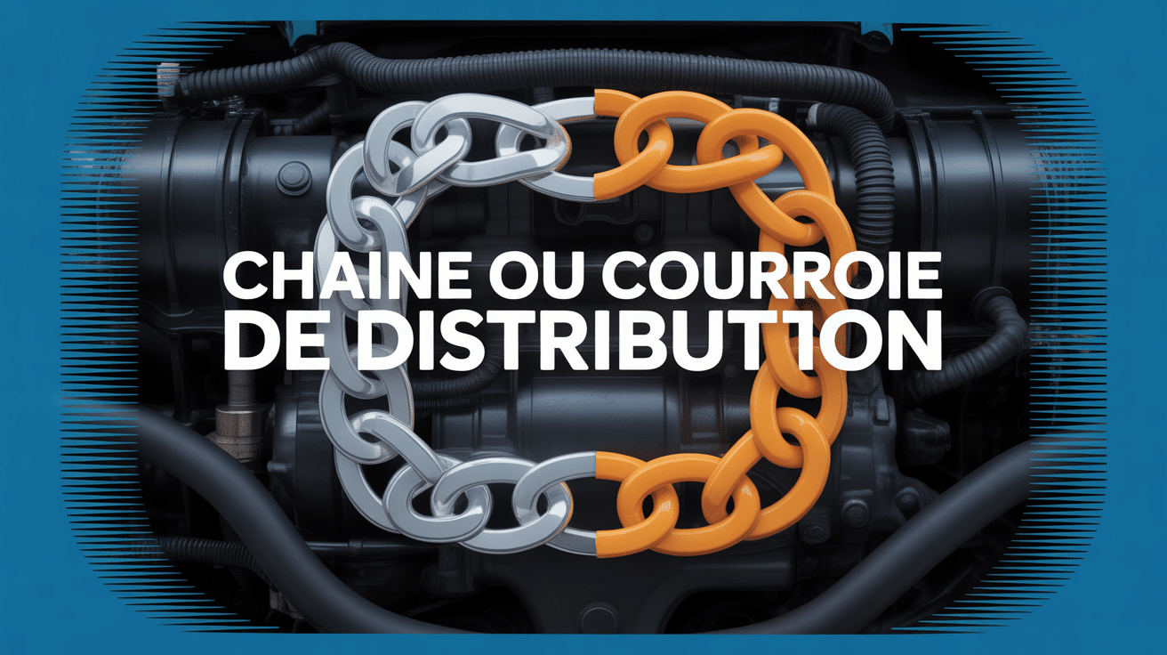 Chaine ou courroie de distribution vue coupe moteur
