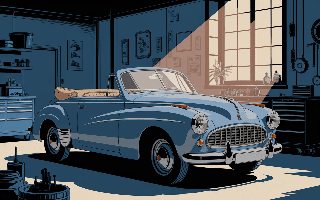 4l plein air cabriolet bleu garage vintage