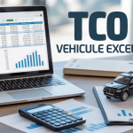 Calcul tco véhicule excel sur ordinateur portable avec graphiques