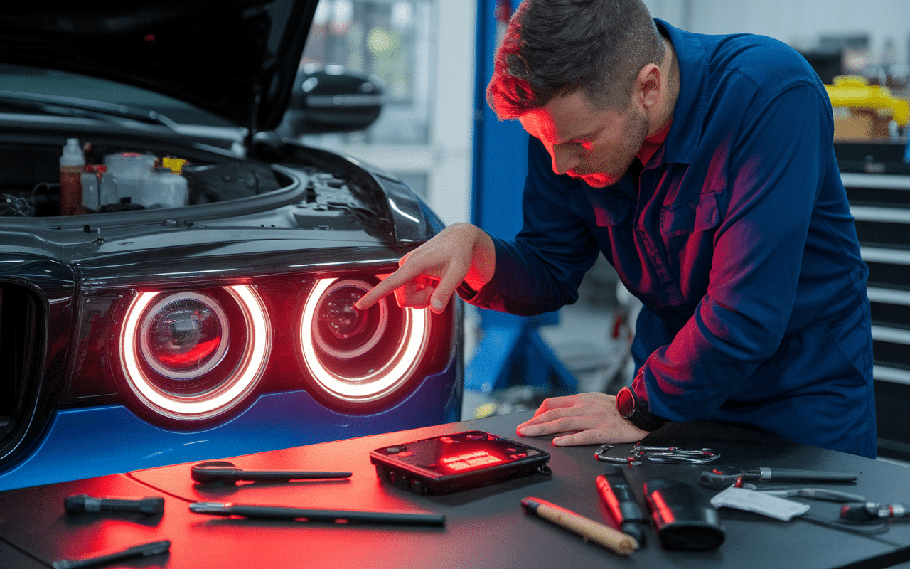 Phare mal orienté et voyant erreur défaut réglage automatique des projecteurs 308