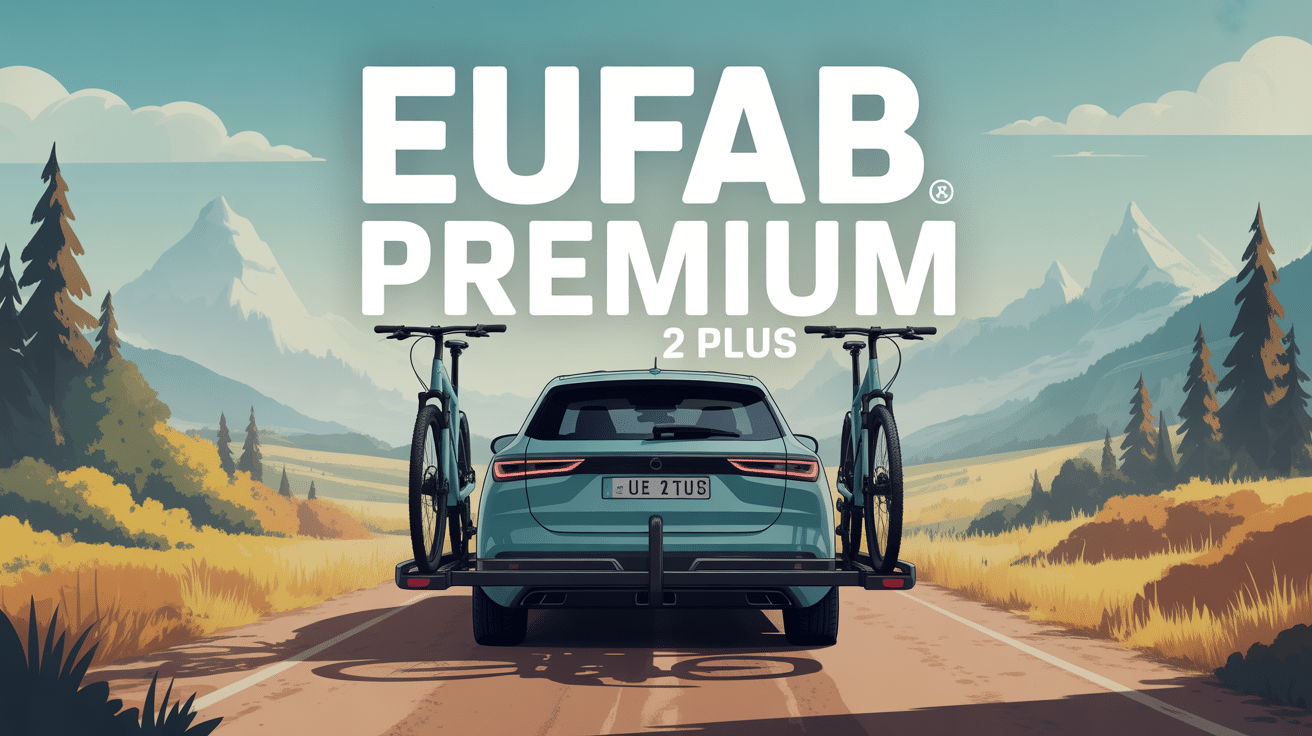 eufab premium 2 plus sur attelage avec vélos dans montagne