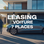 leasing voiture 7 places, voiture familiale devant maison