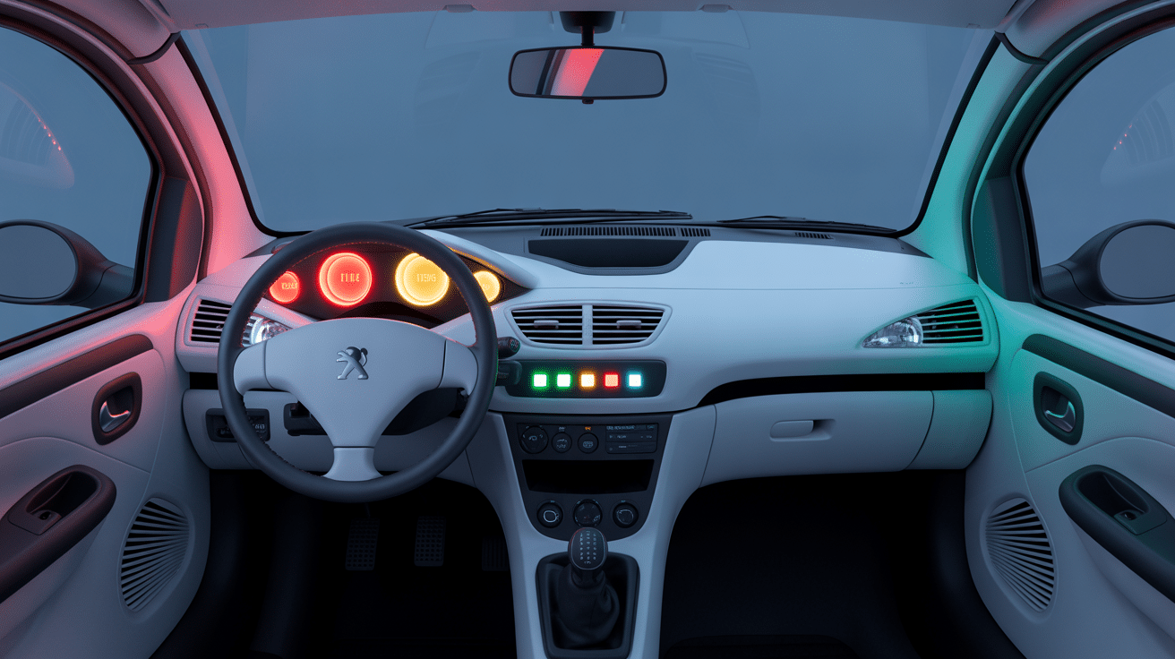 tableau de bord avec voyants colorés liste voyant peugeot 206