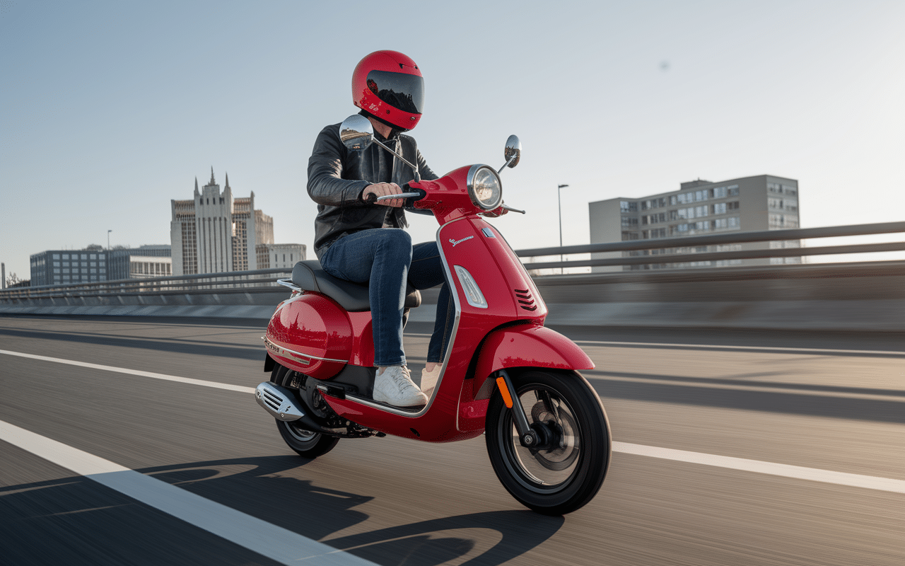 peugeot speedake scooter rouge dynamique ville