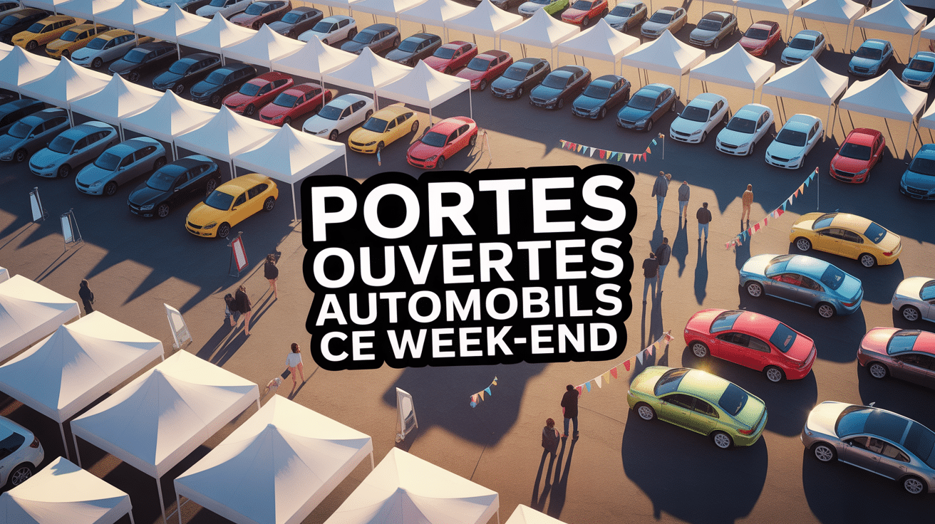 vue aérienne du parking portes ouvertes voitures ce week-end 2024
