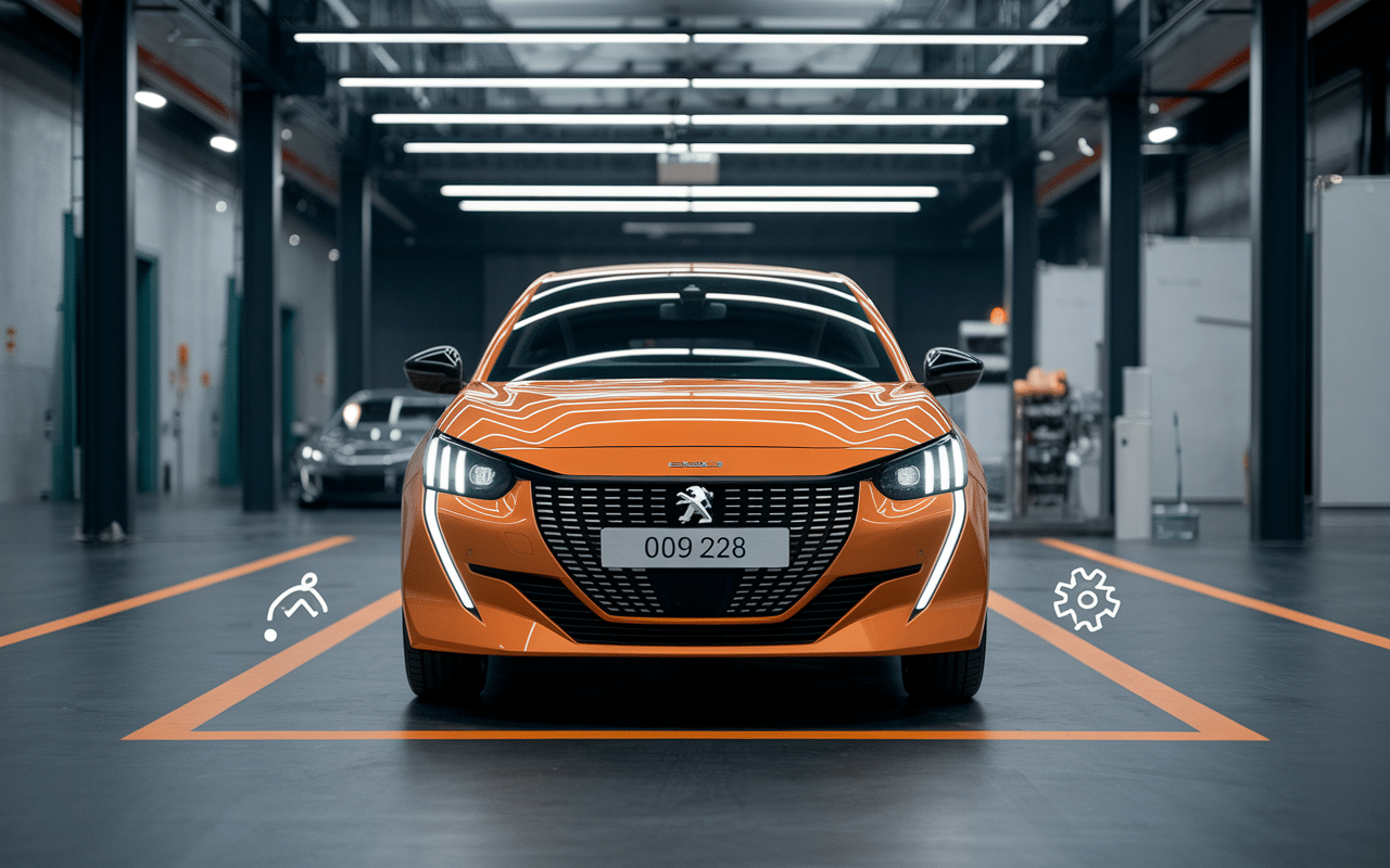 Voyant service 208 orange affiché en gros plan