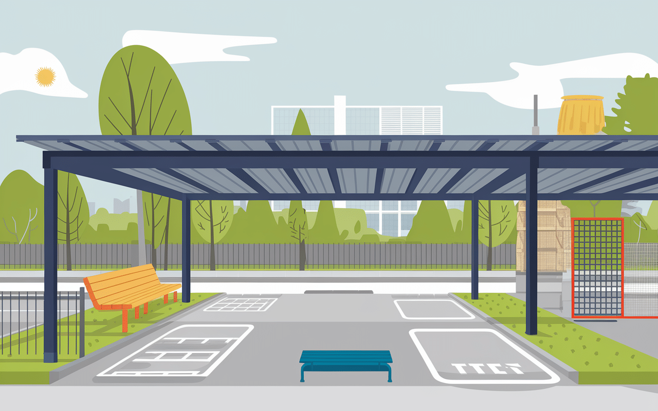 Equipements aire de covoiturage des longs champs parking abri