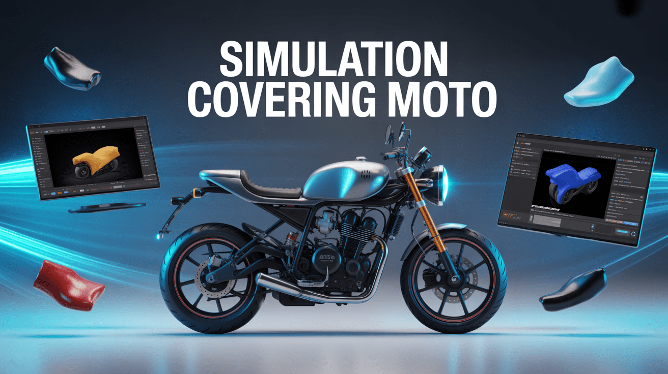 simulation covering moto sur ordinateur ambiance technologique