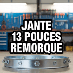 Jante 13 pouces remorque métallique gros plan fixation