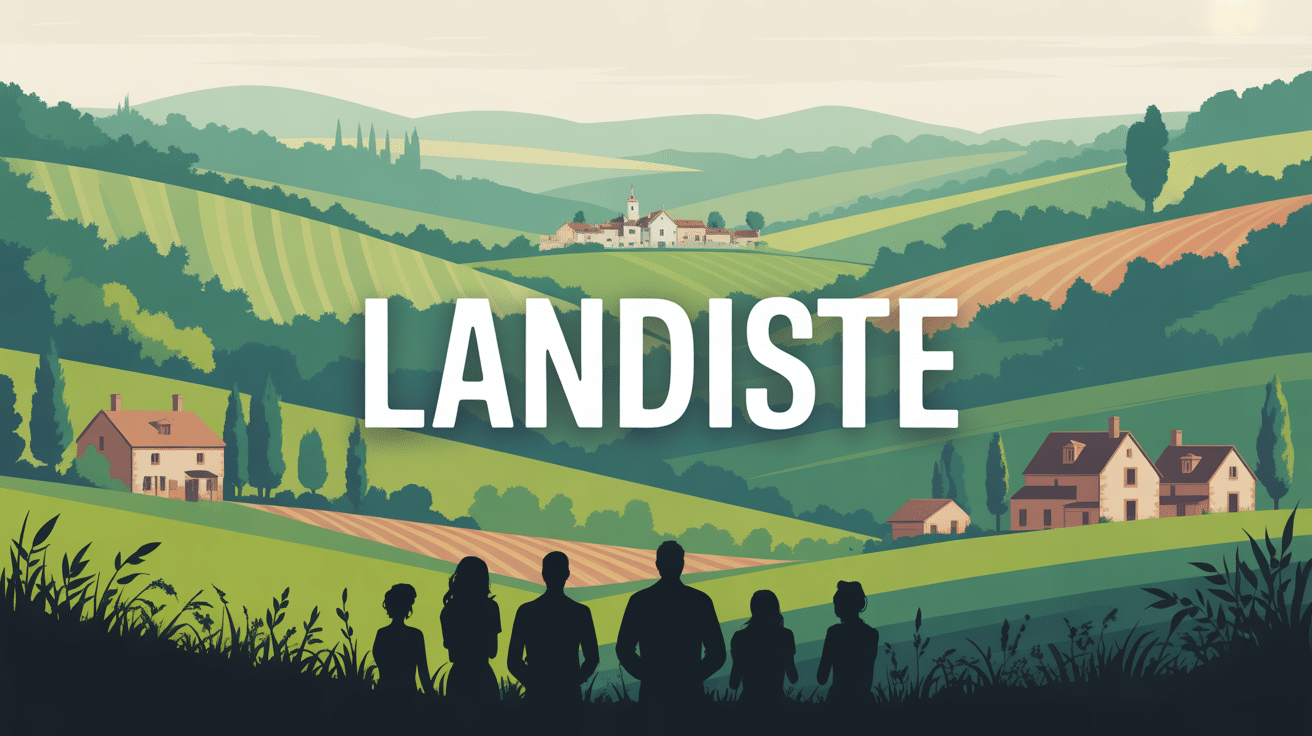 Illustration landiste paysage rural français