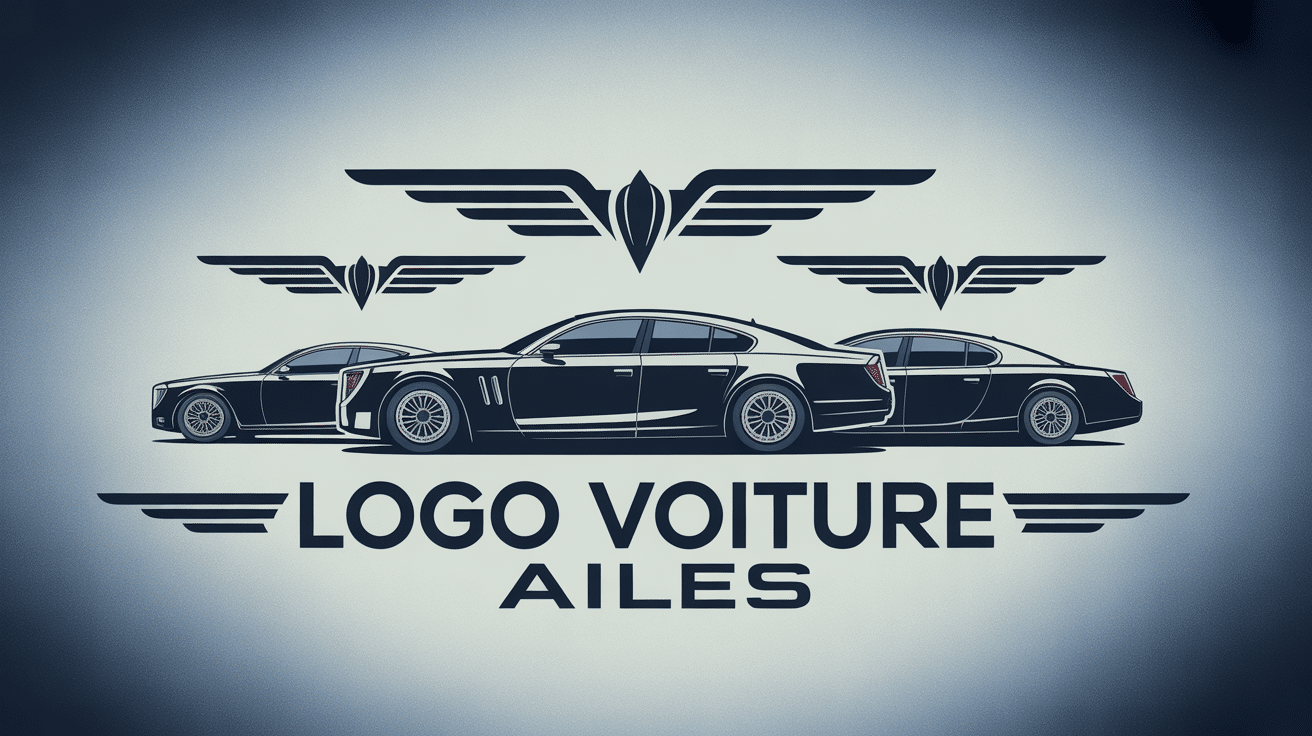 logo voiture ailes sur silhouettes automobiles de luxe