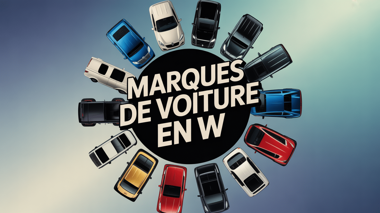 collage de voitures style moderne avec texte marque de voiture en w