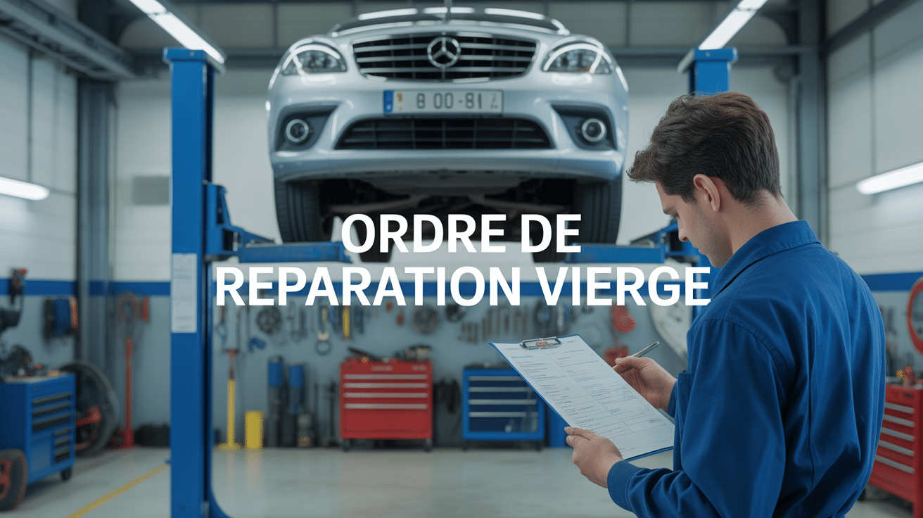 Atelier automobile avec formulaire ordre de réparation vierge