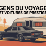 pourquoi les gens du voyage roulent en mercedes illustration devant caravane