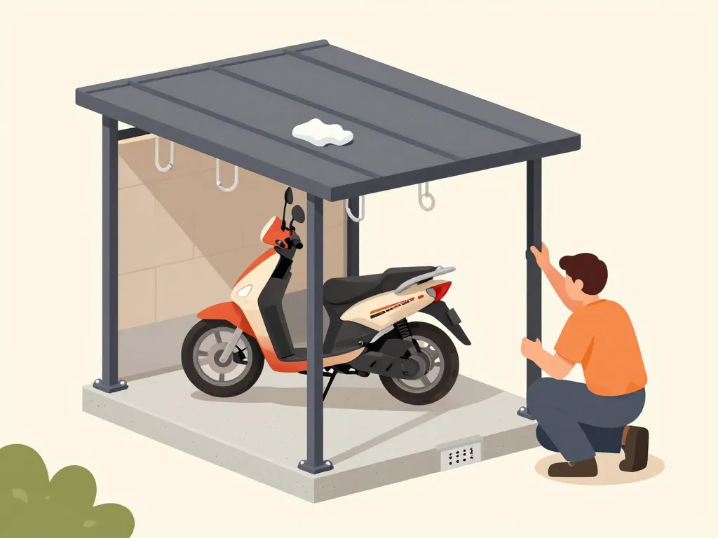 installation entretien abris moto ancrage