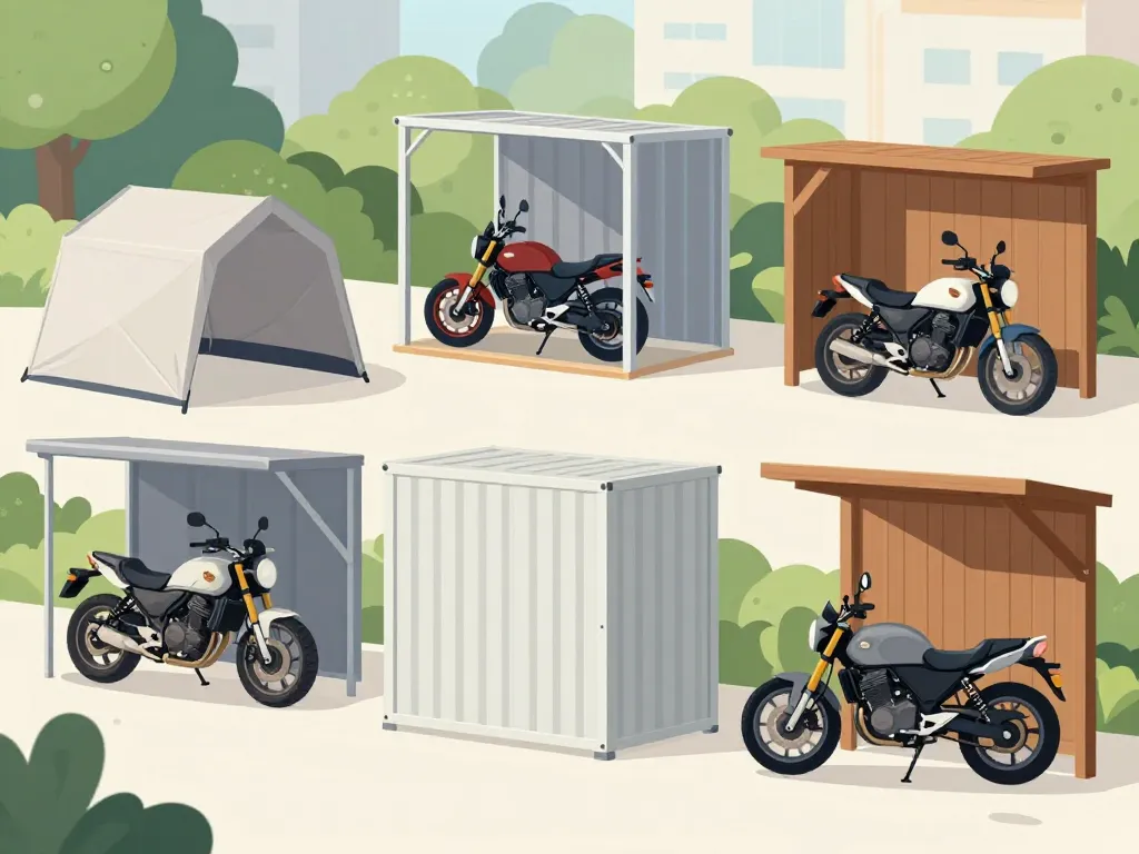 scène comparatif abris moto pliable bois métal