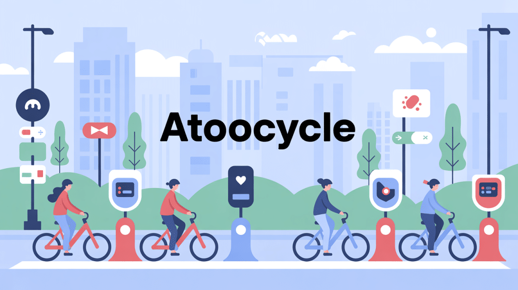 illustration réseau atoocycle vélos stations urbain