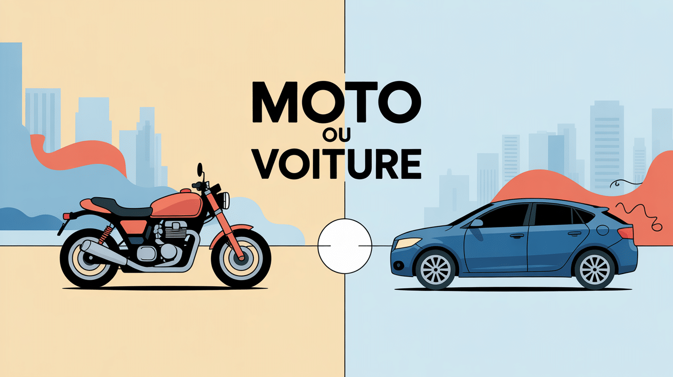 Illustration dilemme moto et voiture urbain