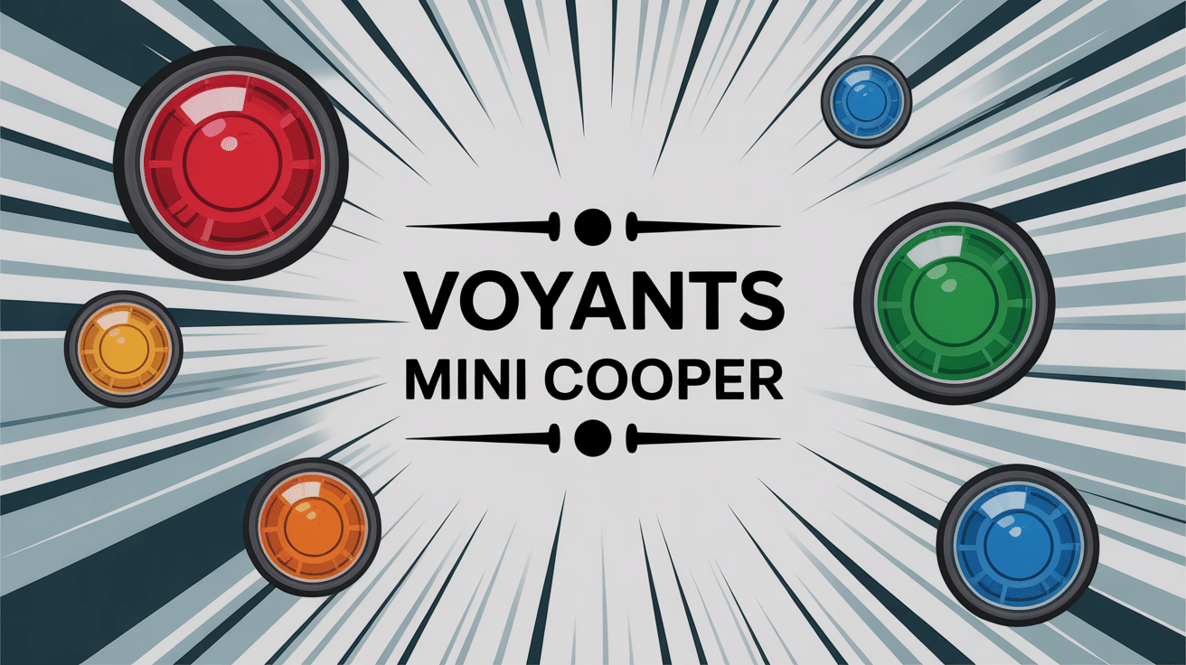 Liste voyant mini cooper avec tableau de bord en couleur