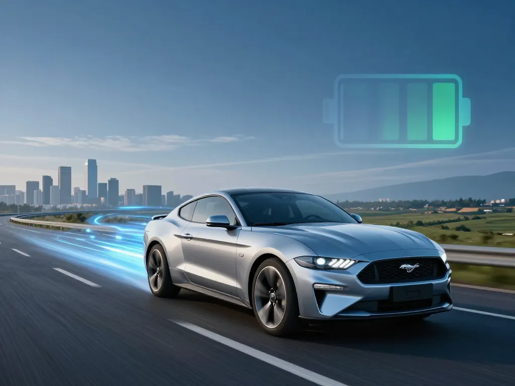 Mustang electrique sur route énergie et batterie