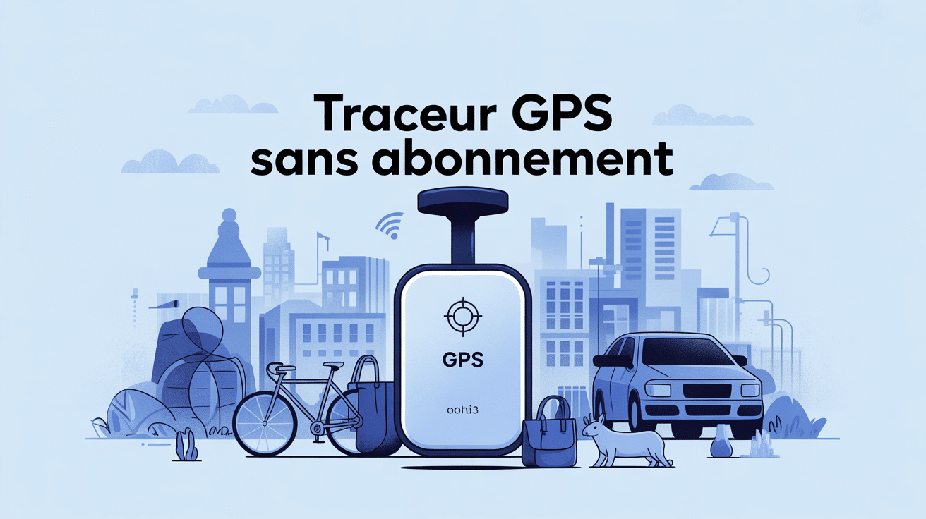 Illustration traceur gps sans abonnement sans carte sim pour vélo voiture sac animal