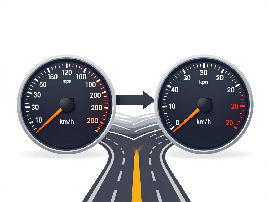 Diagramme conversion 200 mph en kmh compteurs analogiques
