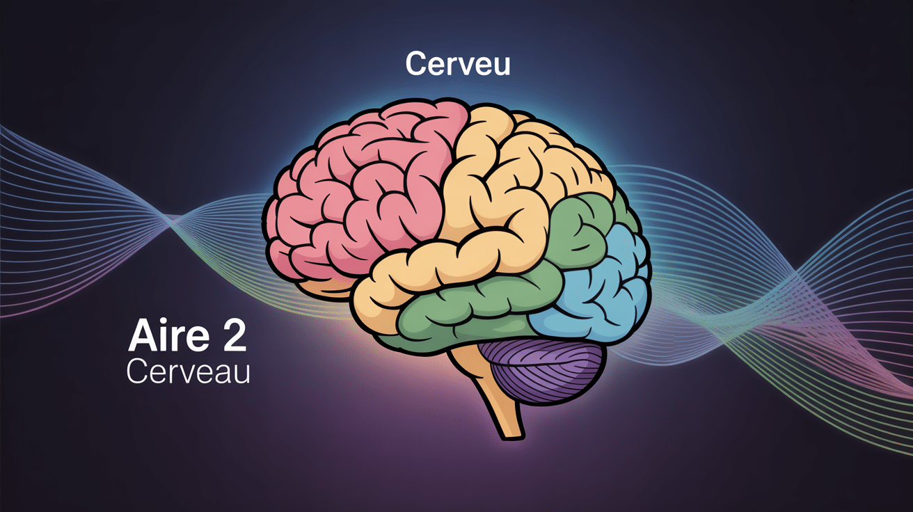 schéma aire 2 cerveau humain style vectoriel