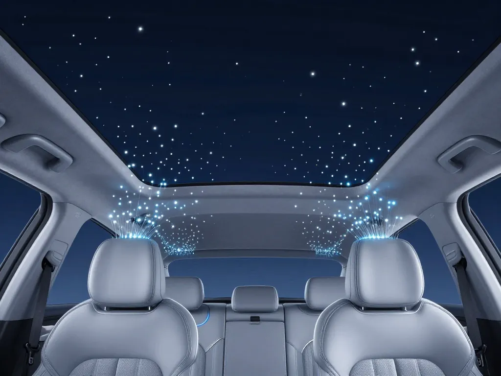 Schéma ciel étoilé voiture avec points lumineux
