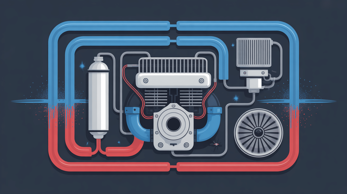 Illustration du circuit durite de refroidissement moteur