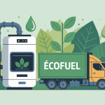 ecofuel chaudière moderne et camion livraison entourés de nature