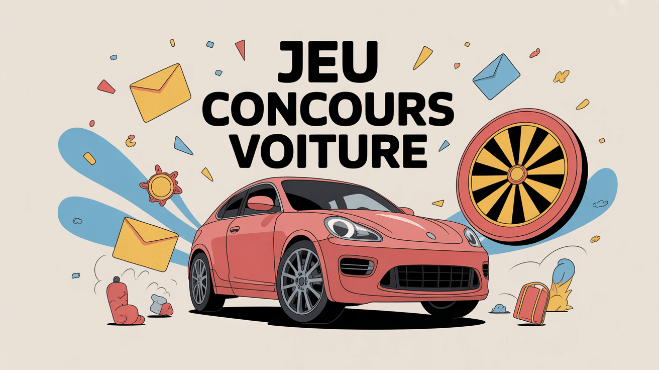 jeu concours voiture univers optimiste confettis roue chance