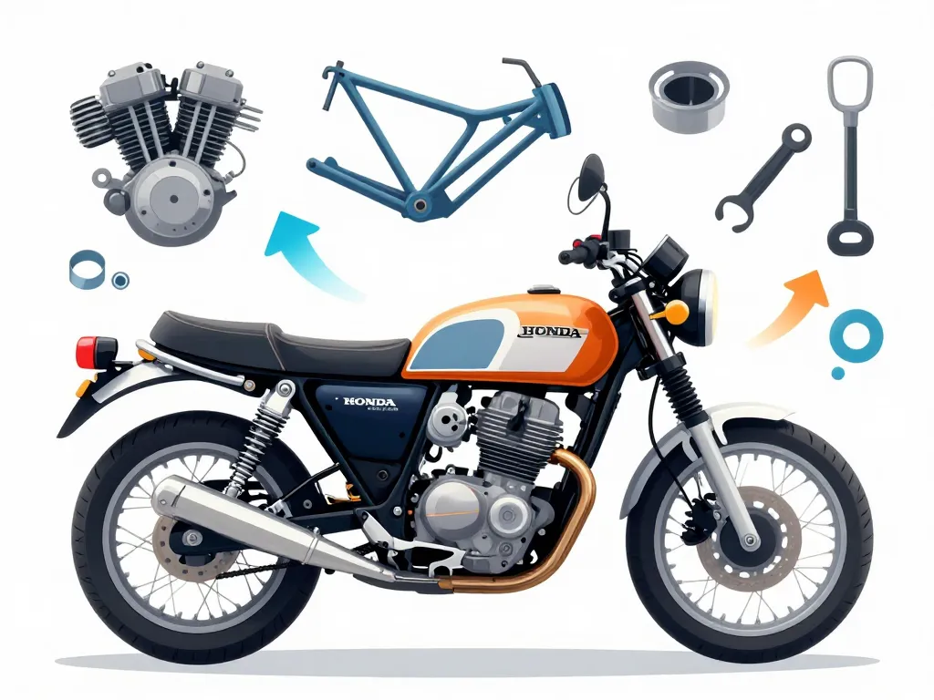 Diagramme restauration 550 Four Honda pièces et étapes