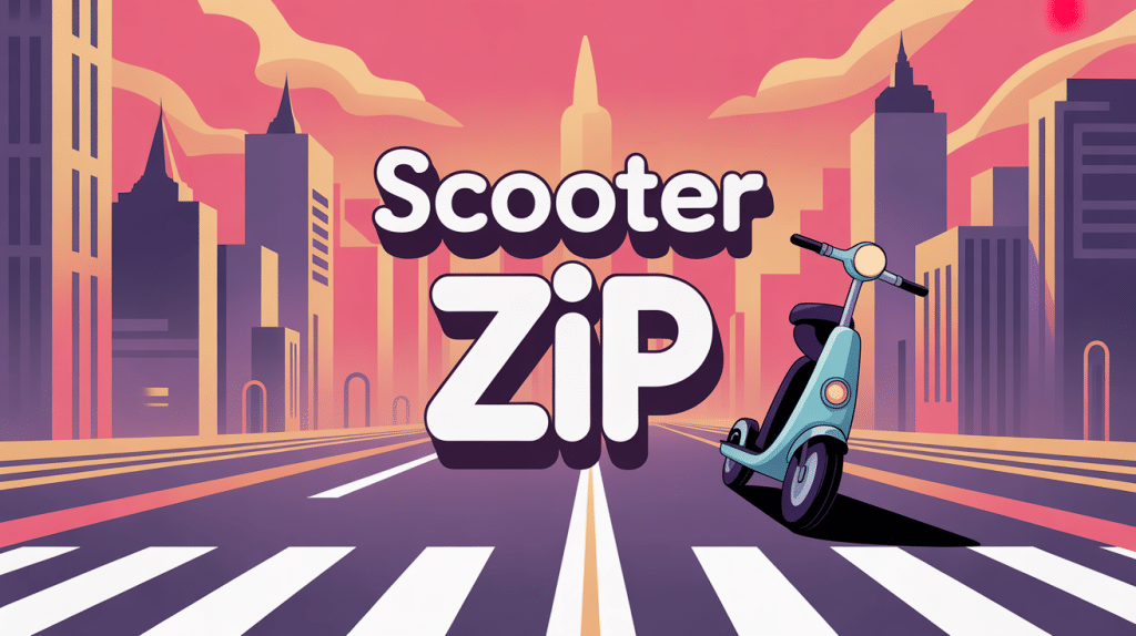 scooter zip illustré en ville moderne sécurisée