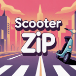 scooter zip illustré en ville moderne sécurisée