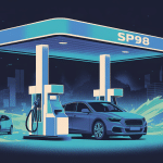 Illustration SP98 à la pompe station service moderne