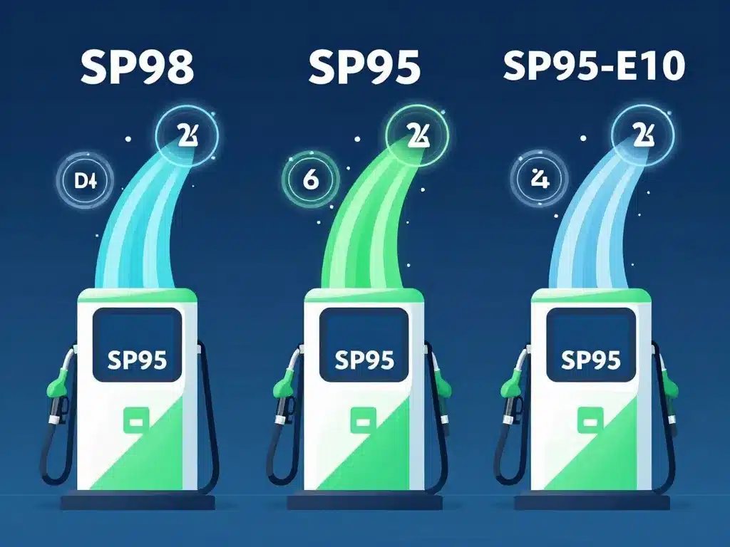 Image de comparaison SP98, SP95 et E10 carburants