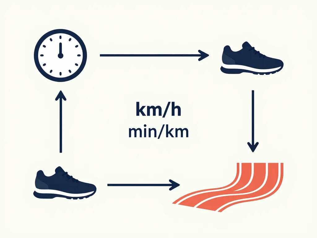 Diagramme conversion allure en km/h et minutes par kilomètre