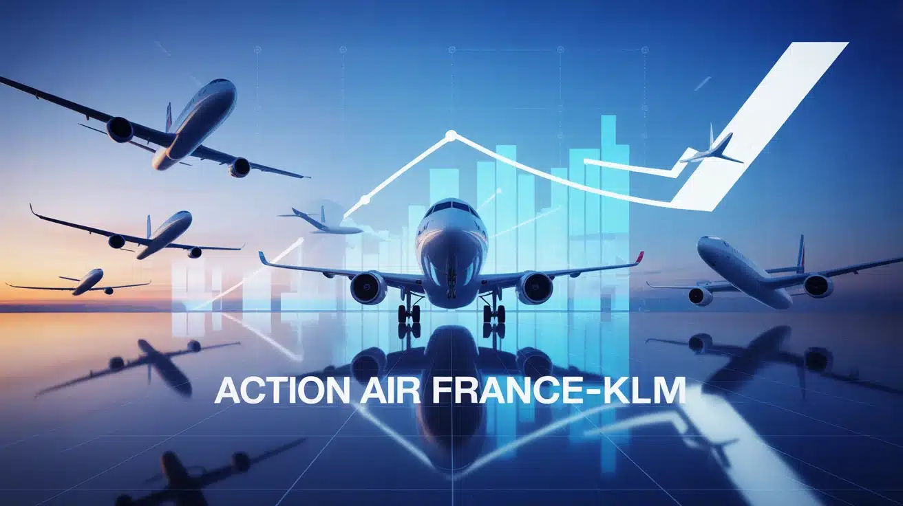graphique boursier action Air France KLM avec avions