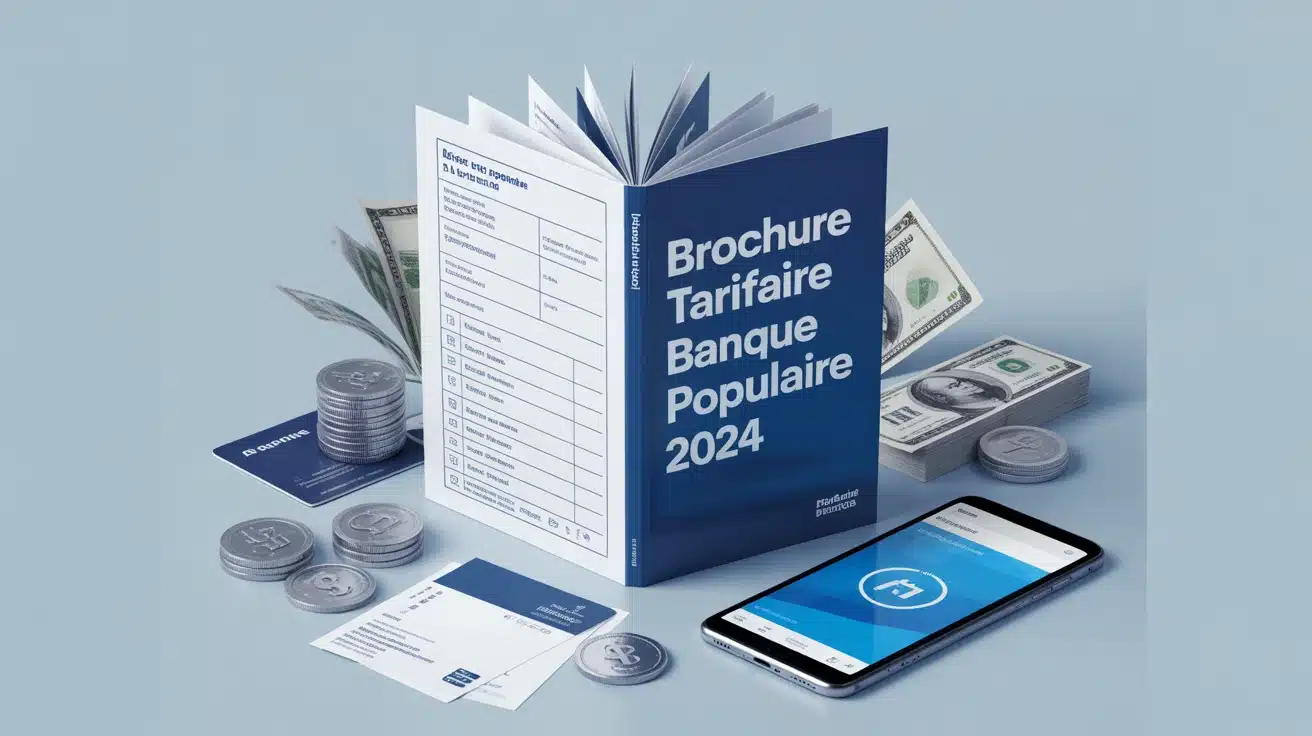 Brochure tarifaire Banque Populaire 2024 avec éléments financiers vectoriels