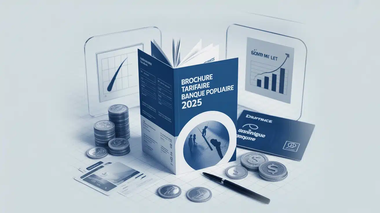 Brochure tarifaire Banque Populaire 2025 avec carte bancaire et pièces