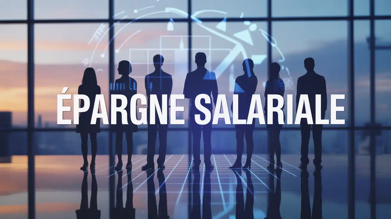 Illustration vectorielle épargne salariale avec silhouettes et plateforme digitale