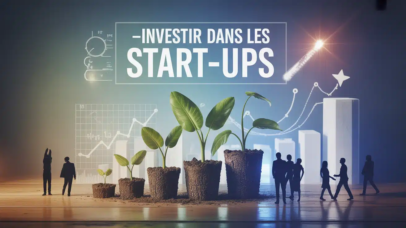 Illustration vectorielle investir dans les start ups avec pousse et graphiques