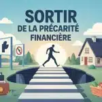 illustration vectorielle sortir de la précarité financière avec symbole protection sociale