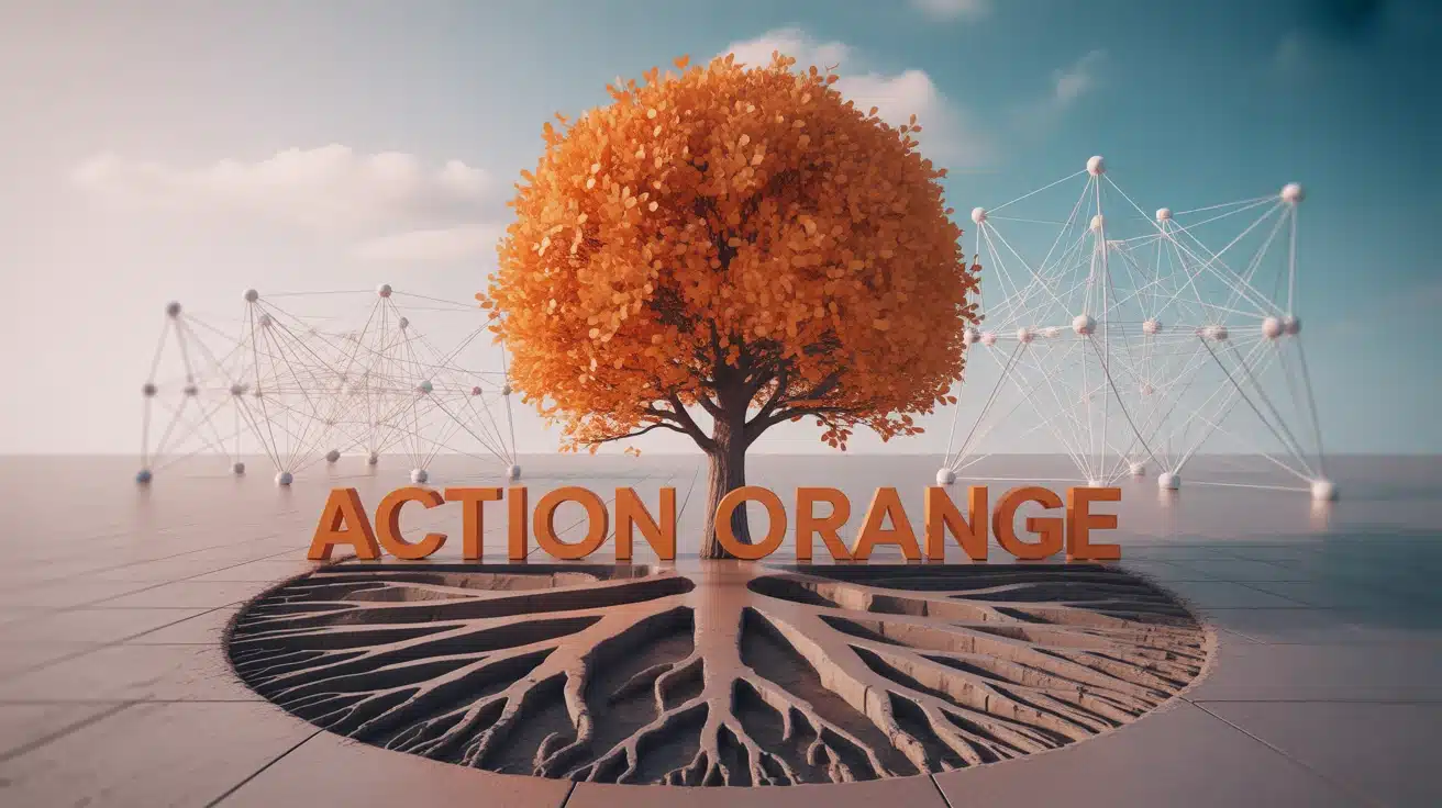 Illustration arbre symbolisant stabilité action Orange