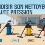 Comparateur nettoyeur haute pression devant surfaces à nettoyer