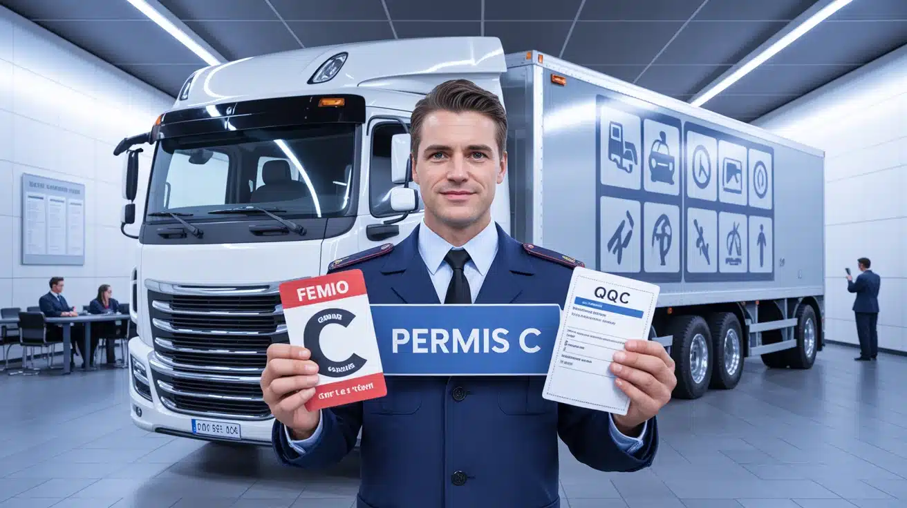 fimo permis c conducteur devant camion