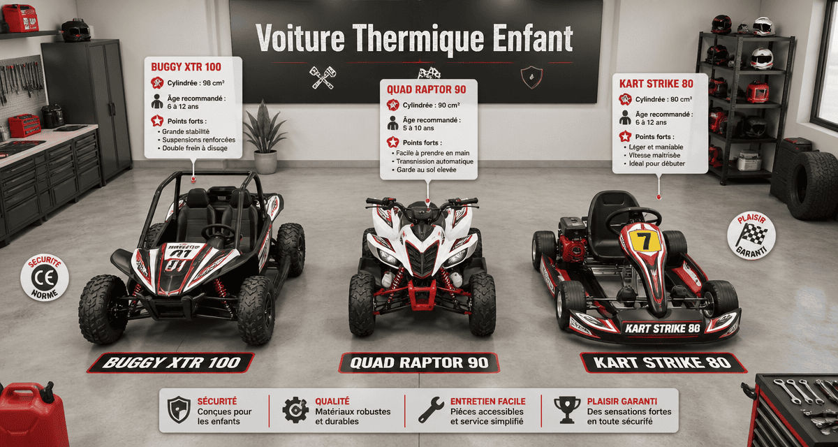 Voiture thermique enfant buggy quad kart cylindrée