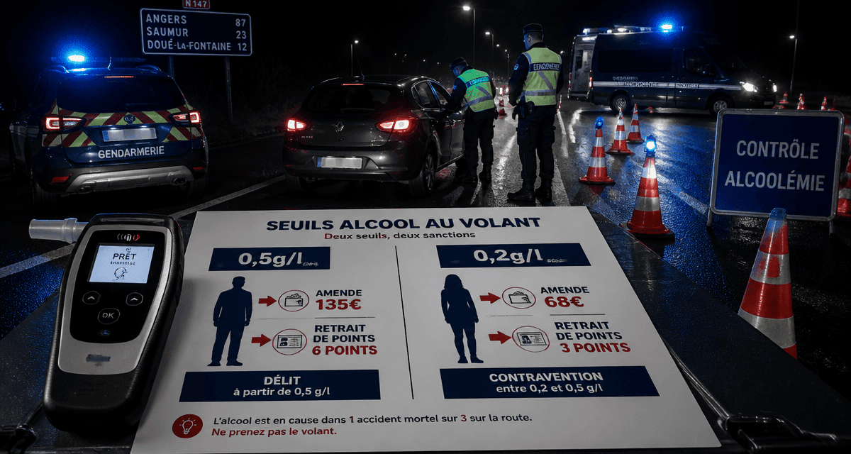 Contrôle alcool au volant gendarmes éthylomètre sanctions