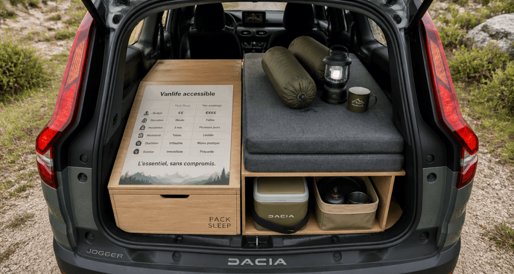 Camping car Dacia prix Pack Sleep vue coffre